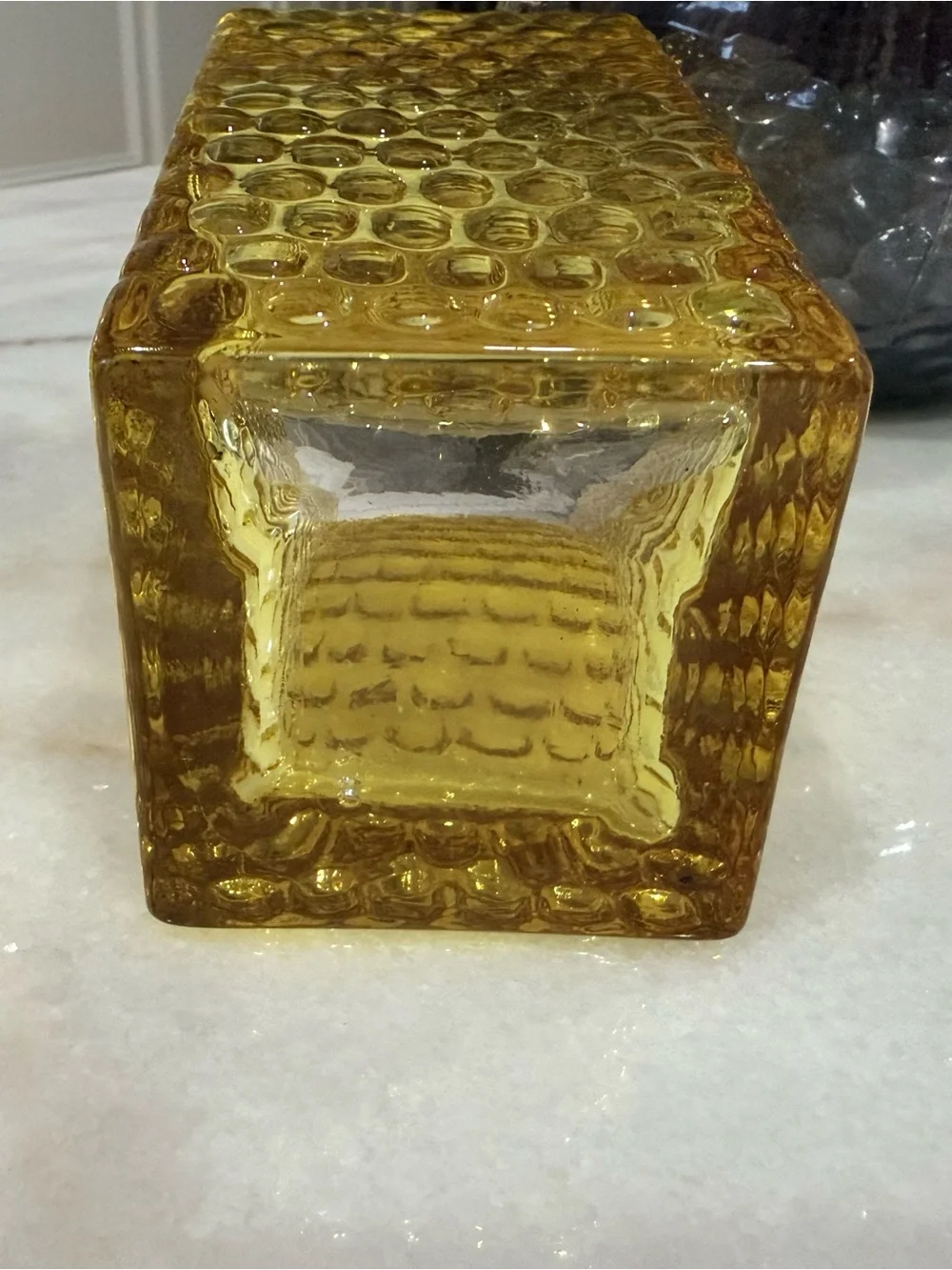 Vintage Amber Glass Square Vase 8